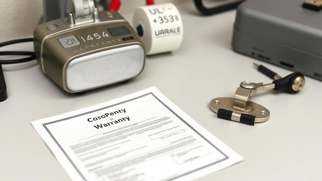 Garage door warranty document with service hardware on desk